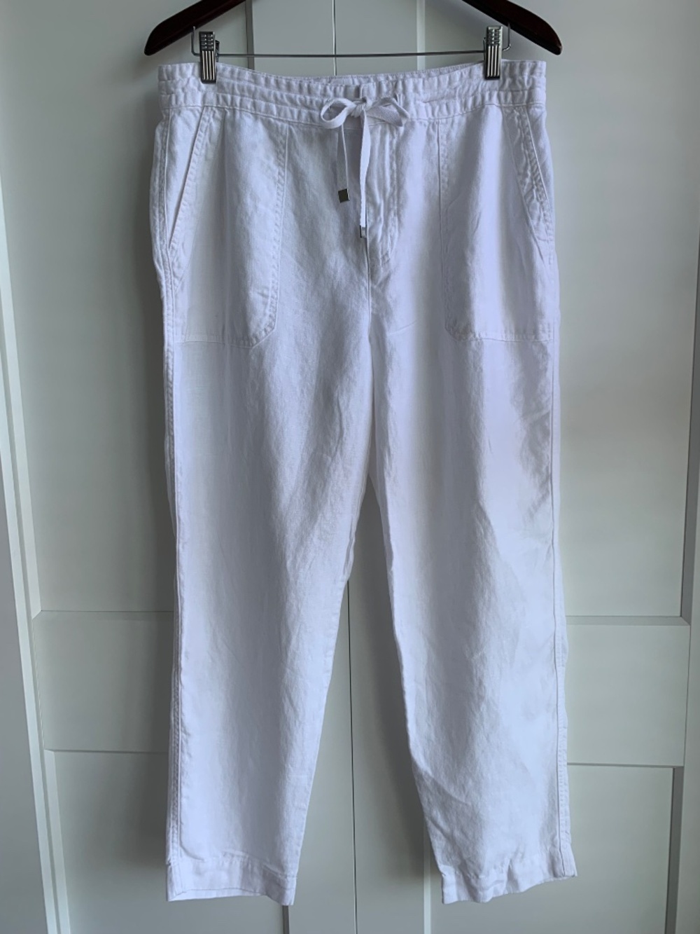 Lauren Ralph Lauren 100% linen White Drawstring Casual Pants Women's size 10